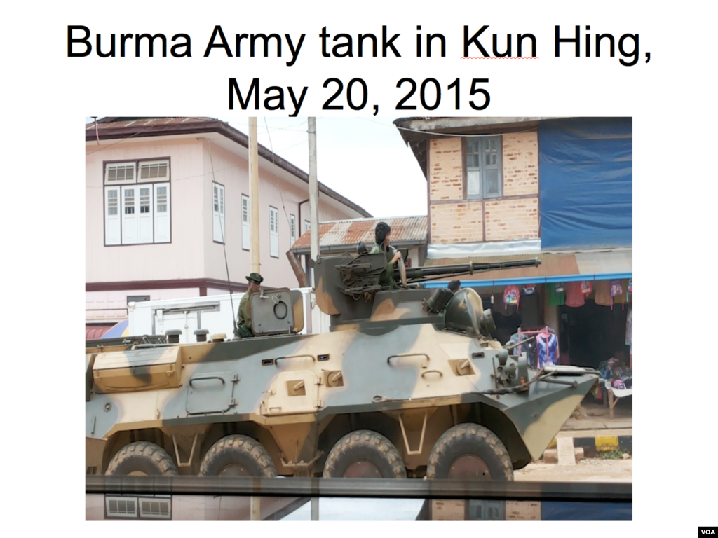 A Burma Army tank in Kun Hing, May 20, 2015.