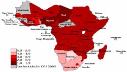 Ramani ya kiwango cha ulaji rushwa katika nchi za Afrika kusini mwa janga la Sahara