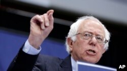 FILE - Democratic presidential candidate, Senator Bernie Sanders, speaks during a campaign rally in Fort Wayne, Indiana, May 2, 2016. 