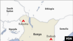 Ramani ikionyesha kambi za Kakuma and Dadaab Kenya