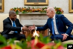 FILE - U.S. President Joe Biden meets with Angola's President Joao Manuel Goncalves Lourenco at the White House on Nov. 30, 2023, in Washington.