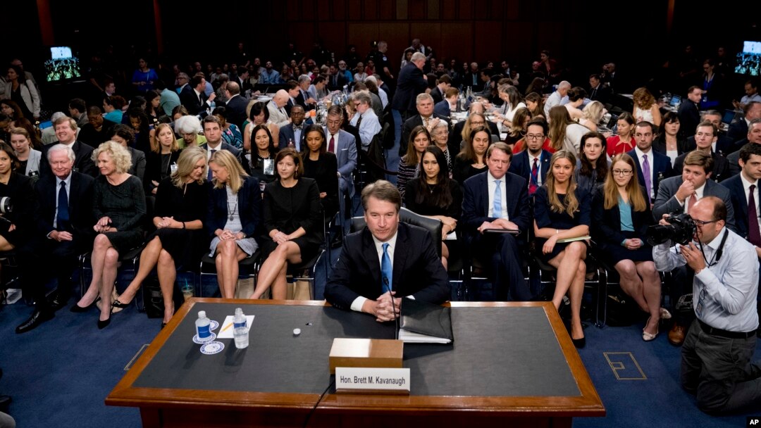 President Donald Trump's Supreme Court nominee, Brett Kavanaugh, a federal appeals court judge, arrives before the Senate Judiciary Committee on Capitol Hill in Washington, Sept. 5, 2018.