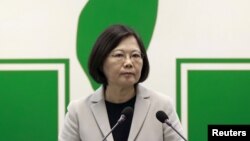 Taiwan's main opposition Democratic Progressive Party (DPP) Chairperson Tsai Ing-wen gives a speech before their central standing committee in Taipei, Taiwan, Nov. 4, 2015. 