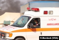 Ambulances blared through Gaza protests camps on Tuesdays despite thin crowds, carrying wounded protesters to hospitals in nearby towns, May 15, 2018.