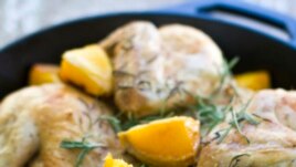 This photo shows a spatchcocked chicken. To spatchcock a chicken, or any bird, you cut along the center backbone, starting at the neck and right through to the rump, Sept. 28, 2011, Concord, New Hampshire. (AP Photo/Matthew Mead)