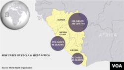 Các trường hợp bị nhiễm Ebola ở Tây Phi, tháng 6/2014.