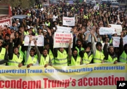 FILE - Protesters rally against U.S. President Donald Trump in Lahore, Pakistan, on Jan. 2, 2018. Trump slammed Pakistan for "lies & deceit" in a New Year's Day tweet that said Islamabad had played U.S. leaders for "fools." "No more," Trump tweeted.