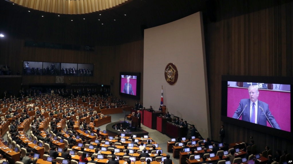 Donald Trump discurso no Parlamente sul-coreano