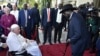 South Sudan's President Salva Kiir receives Pope Francis at the Presidential Palace during the pope's apostolic journey in Juba, South Sudan, Feb. 3, 2023. 