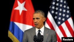 U.S. President Barack Obama delivers a speech at the Gran Teatro in Havana, Cuba, March 22, 2016. (REUTERS/Carlos Barria)