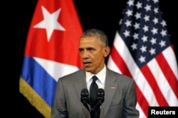 FILE - U.S. President Barack Obama delivers a speech at the Gran Teatro in Havana, Cuba, March 22, 2016.
