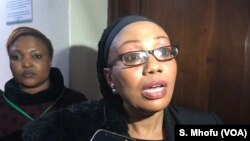 Priscilla Chigumba, the chairperson of Zimbabwe Election Commission, speaks to reporters in Harare, June 14, 2018.