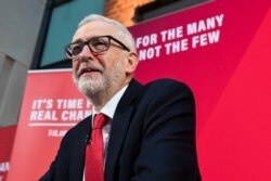 Britain's Labour Party leader Jeremy Corbyn speaks during a press conference in London, Dec. 6, 2019, ahead of the general election on Dec. 12.