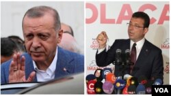 Presiden Turki Erdogan (kiri) dan Walikota terpilih Istanbul, Ekrem Imamoglu.