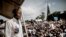 Jean-Marie Michel Mokoko, candidat indépendant, lors d’un rassemblement de clôture de campagne à Brazzaville, le 18 mars 2016. AFP PHOTO / MARCO LONGARI