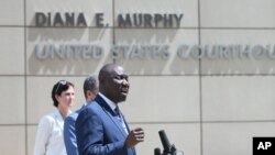 Attorney Ben Crump speaks during a news conference, July 15, 2020 in Minneapolis announcing a civil lawsuit against the city of Minneapolis and the officers involved in the death of George Floyd.