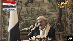 Image made from video shows Yemeni President Ali Abdullah Saleh during a televised address from Saudi Arabia on Aug. 16, 2011