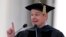 Actor Matt Damon gestures during his speech at the Massachusetts Institute of Technology's commencement in Cambridge on Friday, June 3, 2016.