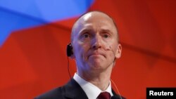 Carter Page, ex-conseiller de Donald Trump, au cours d'un dicsours à Moscou, 12 décembre 2016.