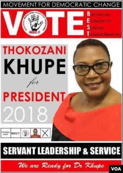 Thokozani Khupe, who was Zimbabwe's first female deputy prime minister, is running for president in 2018. (VOA)