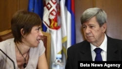 Predsednica skupštinskog odbora za evrointegracije Milica Delević i šef delegacije Evropskog parlamenta za Jugoistocnu Evropu Eduard Kukan.