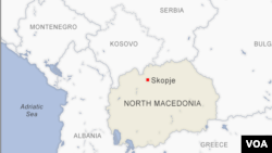 A map of part of the Balkans, including North Macedonia and Montenegro. 