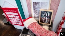 In this Oct. 23, 2019, photo Christmas themed decorations are displayed during a Target Holiday Outlook event in New York. 