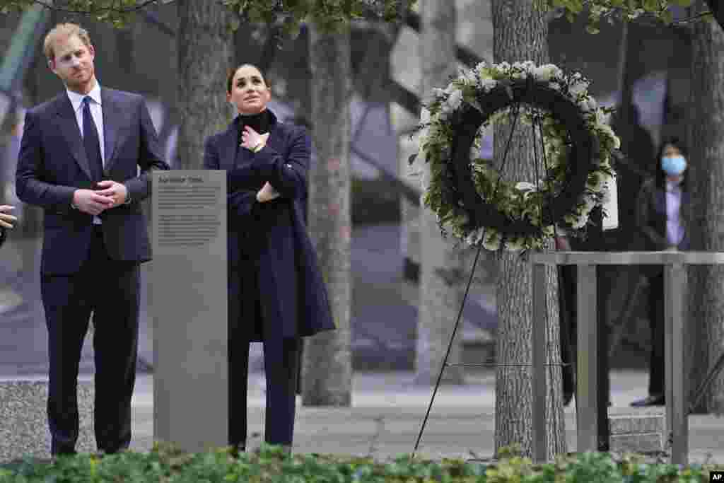 Meghan Markle and Prince Harry visit the National September 11 Memorial &amp; Museum in New York.