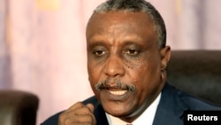 FILE - Yasir Arman speaks during joint news conference in Khartoum, Dec. 22, 2010.