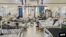 Seriously injured patients requiring oxygen are treated in the intensive care unit of the ICRC hospital in Goma, on Jan. 20, 2025.