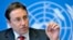 FILE - German Achim Steiner, Executive Director of the UN Environment Program (UNEP), speaks during a press briefing in Geneva, Switzerland.