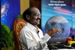 FILE - Indian space scientist and Chairman of the Indian Space Research Organization Kailasavadivoo Sivan speaks during a press conference at the ISRO headquarters Antariksh Bhavan, in Bangalore, June 12, 2019.