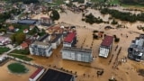 This aerial photograph taken in Kiseljak, about twenty kilometres west of Sarajevo on October 4, 2024 shows flooded streets and home areas following heavy rains.