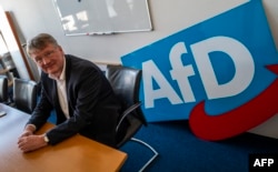 FILE - Co-leader of the Alternative for Germany (AfD) far-right party Joerg Meuthen is pictured in Berlin, March 25, 2019, prior to an interview.