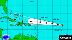 Posible trayectoria de la tormenta tropical Dorian.