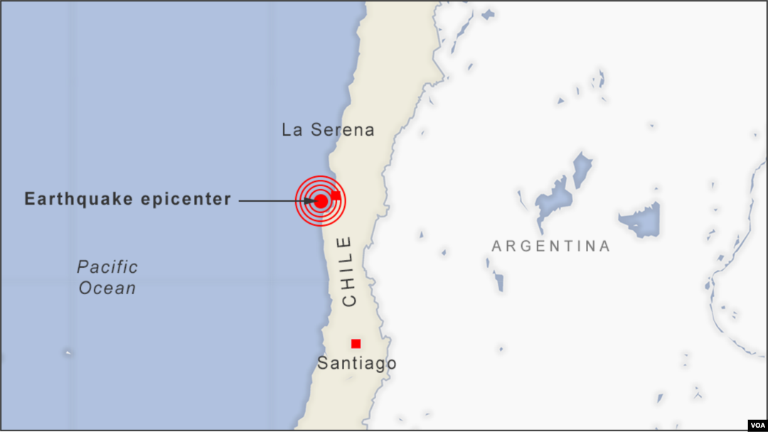 Pusat gempa di Chile.