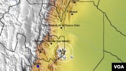 El epicentro se ubicó a 95 km al este de la ciudad de San Salvador de Jujuy y a 120 km al nor-noreste de la ciudad de Salta Capital.