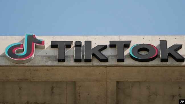 FILE - A TikTok sign is displayed in Culver City, Calif., March 11, 2024.