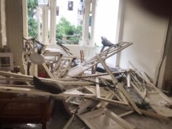 VOA reporter Anchal Vohra's Beirut apartment was damaged by the explosion in Beirut, Lebanon, Aug. 4, 2020. (Photo: Anchal Vohra / VOA)