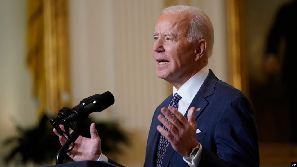 Tổng thống Joe Biden tham gia một sự kiện trực tuyến với Hội nghị An ninh Munich ở Phòng Đông của Nhà Trắng, ở Washington, ngày 19 tháng 2, 2021.