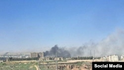 Smoke from an air attack in Shiraz on April 6, 2026.