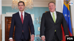 El presidente interino de Venezuela, Juan Guaidó, en el encuentro con el secretario de Estado de EE.UU., Mike Pompeo, este jueves 6 de febrero de 2020 (Foto: Jorge Agobian) 