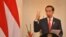 Indonesian President Joko Widodo delivers a speech at Foreign Ministry office in Jakarta, Indonesia, Feb. 12, 2018. 