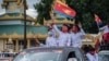မွန်ညီညွတ်ရေးပါတီကို ထောက်ခံသူများကို သထုံမြို့မှာ တွေ့ရ။ (ဓာတ်ပုံ - Mon Unity Party - Central - အောက်တိုဘာ ၁၈၊ ၂၀၂၀)