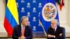 Iván Duque (Izq) y Luis Almagro se reunieron en Washington el martes 12 de octubre de 2021. [Foto: Presidencia de Colombia]