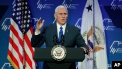 Vice President Mike Pence speaks at the Republican Jewish Coalition annual leadership meeting, Feb. 24, 2017, in Las Vegas. 