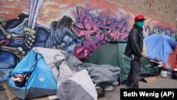 Khu người vô gia cư tại Queens, New York, ngày 14/4/2021.