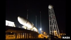 Orbital Sciences Corp. of Virginia, rolled out its Antares rocket and Cygnus spacecraft to the Mid-Atlantic Regional Spaceport Pad-0A at NASA's Wallops Flight Facility in Wallops Island, Virginia, Sept. 13, 2013. 