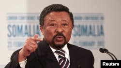 FILE - Jean Ping speaks to reporters in London, Feb. 23, 2012.