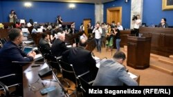Georgia -- Georgian journalists protests against the detention of their Azerbaijani colleague in Parliament. Tbilisi, 06Jun2017 